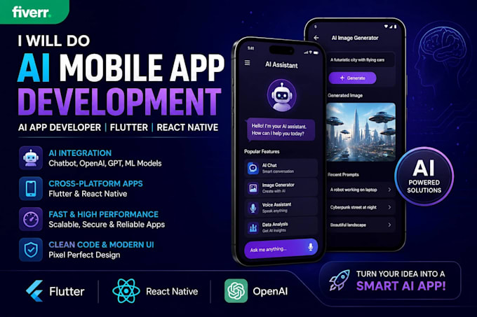 l do ai mobile app development, ai app developer flutter react native app creat