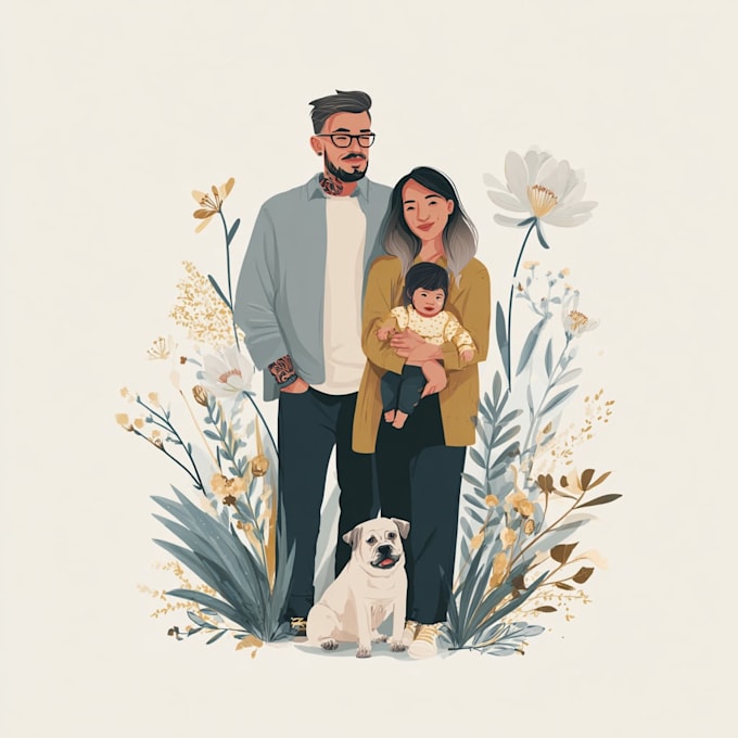 draw family portrait illustration