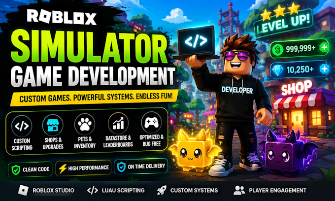 develop a custom roblox simulation game, tycoon, obby game with lua scripting