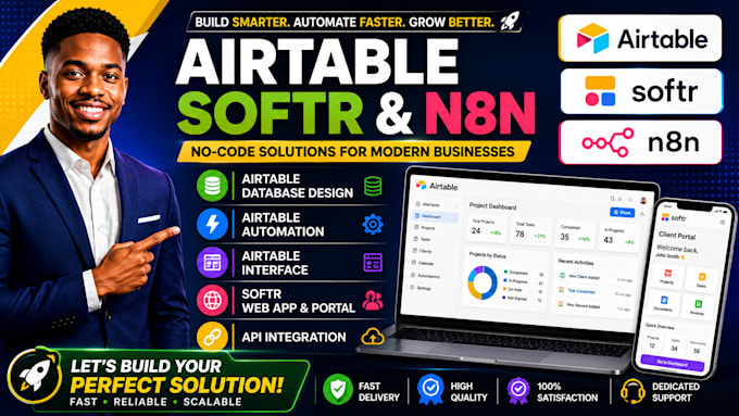 setup airtable database automation airtable CRM softr webapp n8n automation