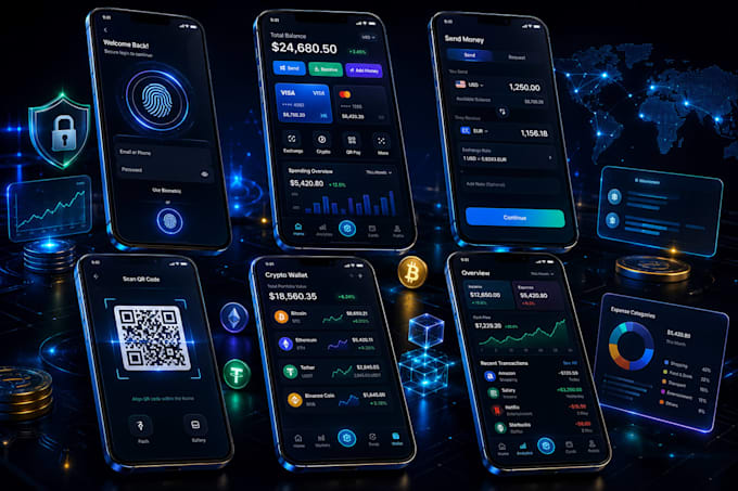 develop money transfer app payment app banking app crypto wallet app fintech app