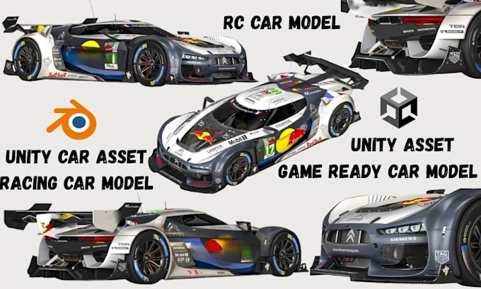do unity game ready 3d car model, rig racing car asset for unreal engine, unity