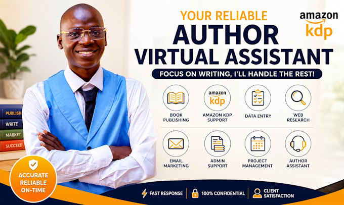 be author virtual assitant book publishing amazon kdp support web research