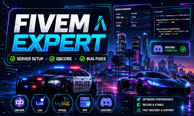 create a professional fivem roleplay server and fix any bugs