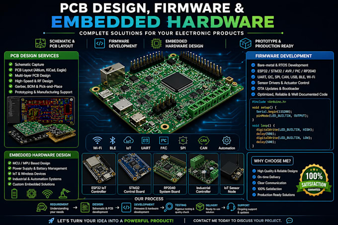 design pcb, firmware and embedded hardware