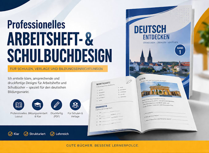 design a german workbook ,textbook design for schools, publishers