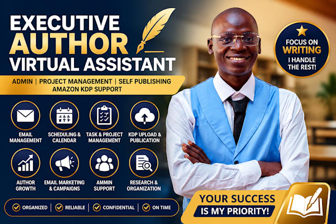 be author virtual assistant admin project management self publishing kdp support