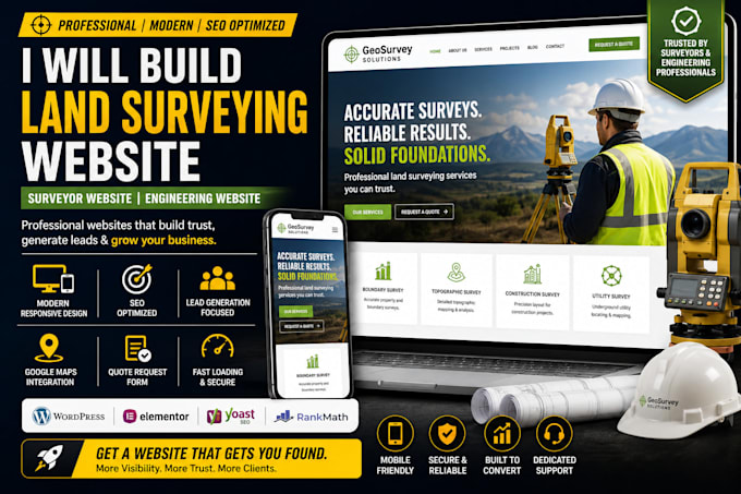 build SEO land surveying website, surveyor website wordpress engineering website