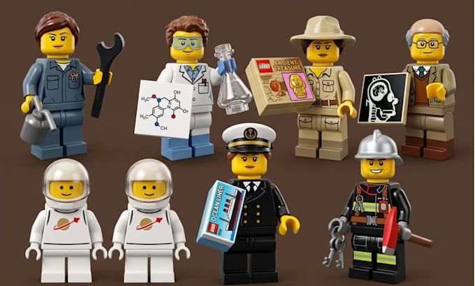 create custom 3d lego model, lego minifigure, moc and lego character