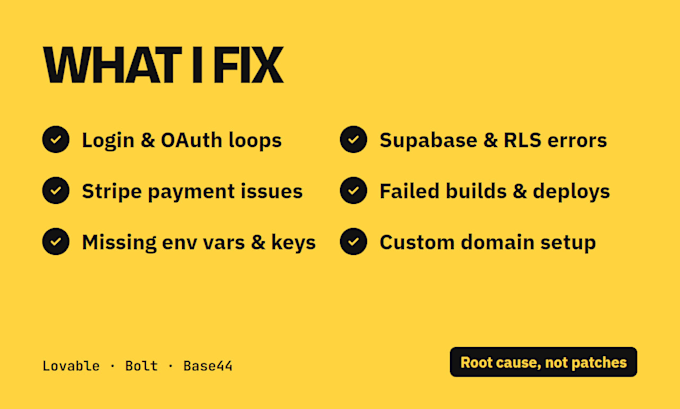 fix, secure and deploy your lovable, bolt, base44 or replit app
