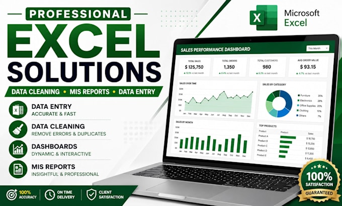 create professional excel dashboards, mis reports, data cleaning and data entry