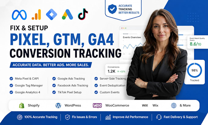 fix google meta pixel facebook ads gtm, ga4, conversation tracking api expert
