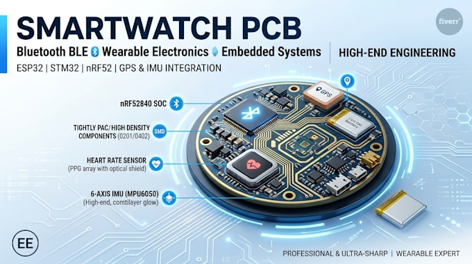 create smart watch pcb, bluetooth and wearable electronics