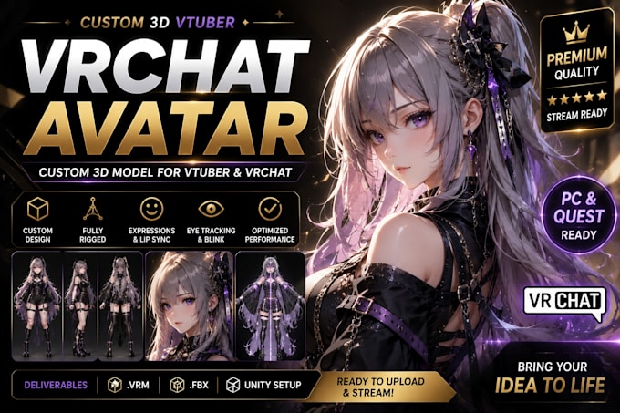 create custom vrchat avatar, vrc avatar, furry avatar and 3d model