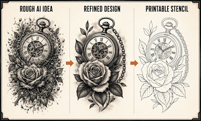 clean up your tattoo idea and create a tattoo ready stencil