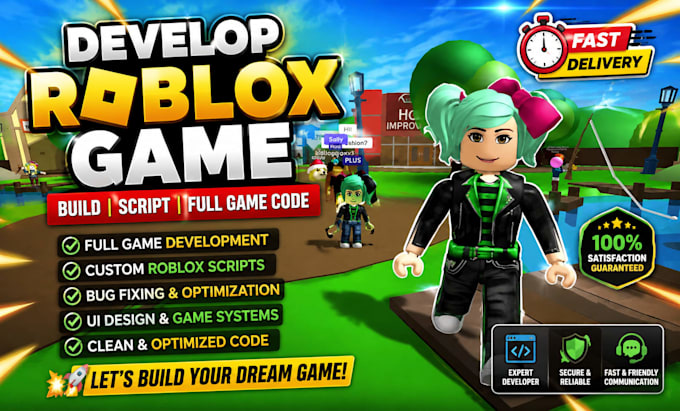 be roblox game developer, roblox scripter full game development and bug fix