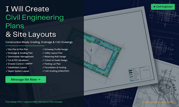 design civil engineering site plans pavement drainage plan