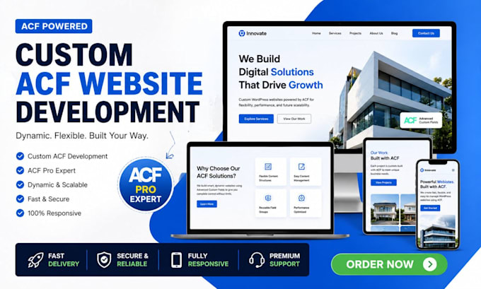 develop dynamic wordpress website with acf pro elementor custom post types