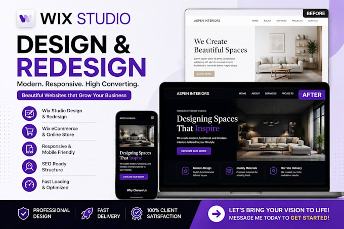 design wix studio website, wix website redesign, custom wix website design