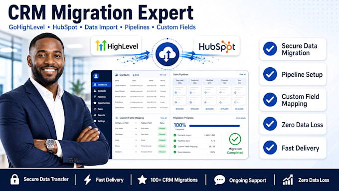 crm migration expert gohighlevel hubspot data import pipelines custom fields