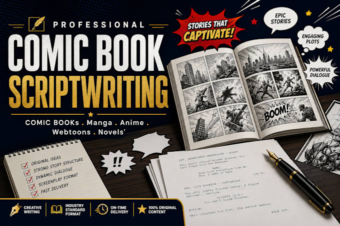 write a script for your comic book, anime, novel, webtoon, or manga