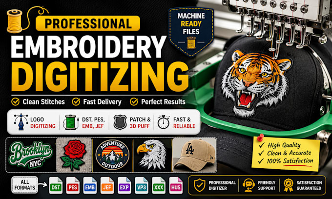 do embroidery digitizing, logo, digitize image for embroidery in dst, pes, emb