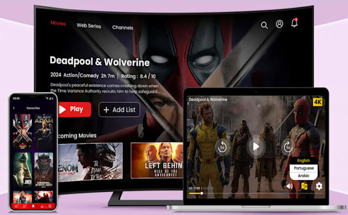 build a streaming app, video website, ott platform, vod app with admin panel