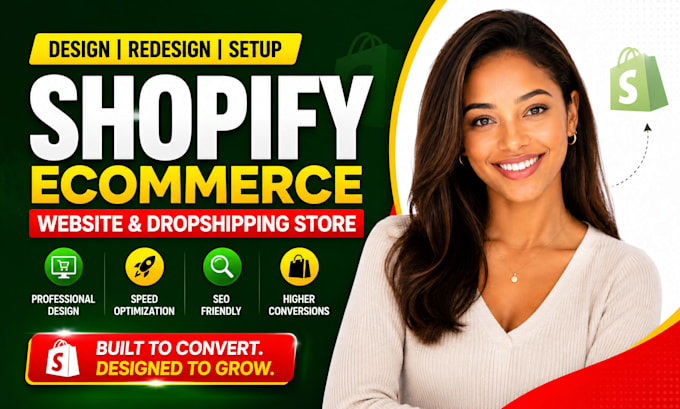 design shopify ecommerce website development setup online dropshipping store seo