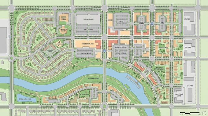draw real estate 2d site plan, office layout and property map
