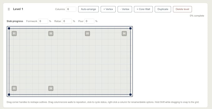 build a 3d construction progress tracker with plan editor