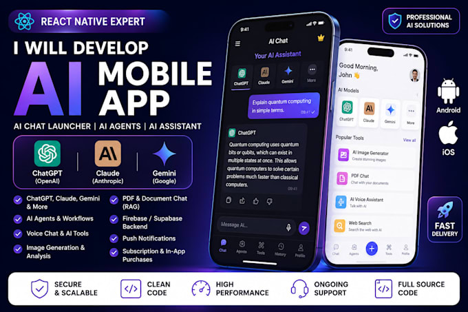 develop ai chat launcher app with chatgpt claude gemini android app ai agents