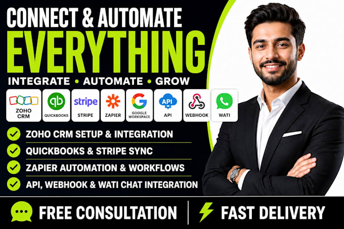 integrate zoho CRM quickbooks stripe zapier google workspace api webhook wati