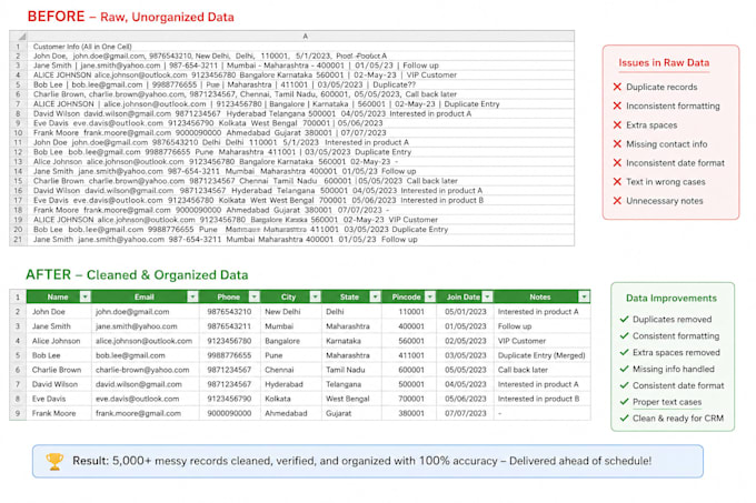 do fast and accurate excel data entry and data cleaning