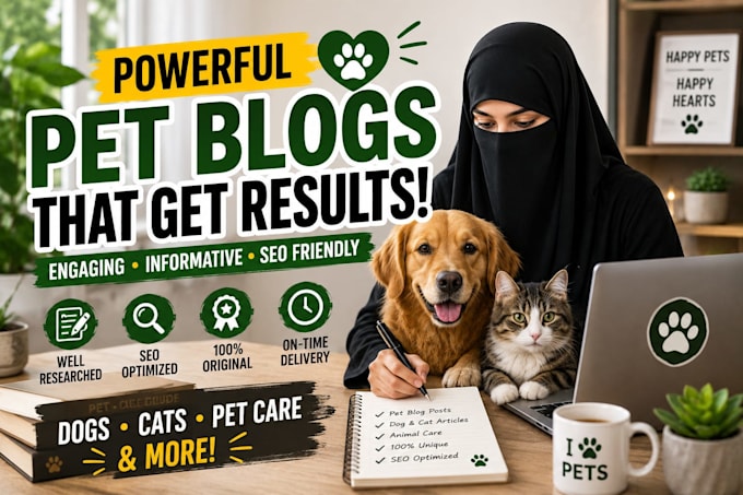 write SEO pet blog posts, dog and cat articles