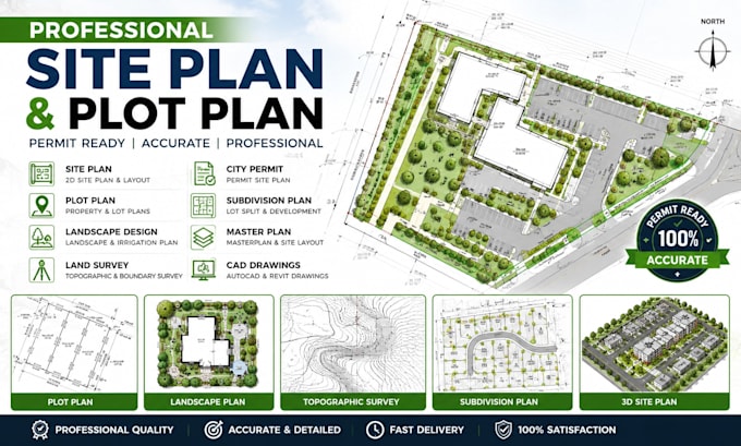 draw site plan, plot plan, topographic survey, land survey and property road map