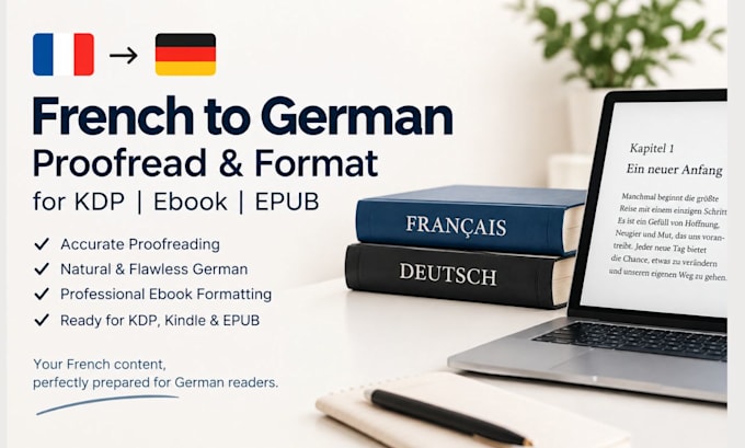 do french to german  proofread and format for kdp ebook and epub