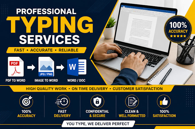 do PDF to word typing, image to word typing and copy typing