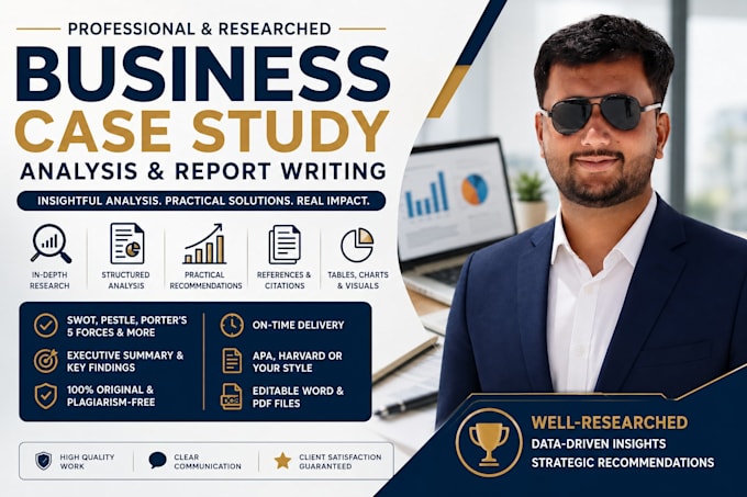 write a professional business case study analysis and report
