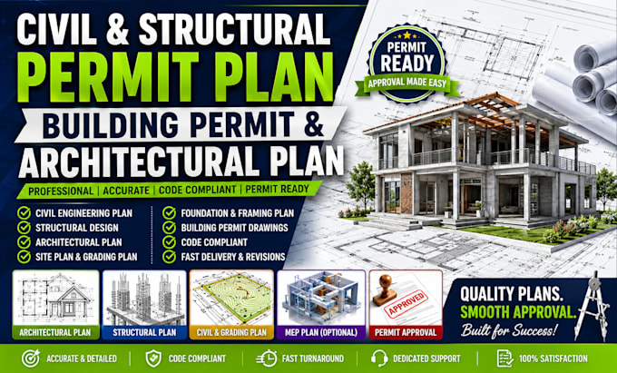 do civil and structural, permit plan, building permit and architectural plan