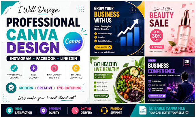 design professional canva instagram posts, social media posts and carouse