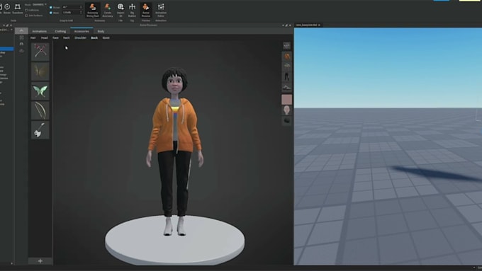 create roblox ugc bundle rigging with custom accessories hair, dynamic head