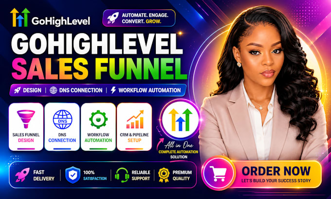 setup gohighlevel sales funnel design, dns connection, vsl, workflow automation