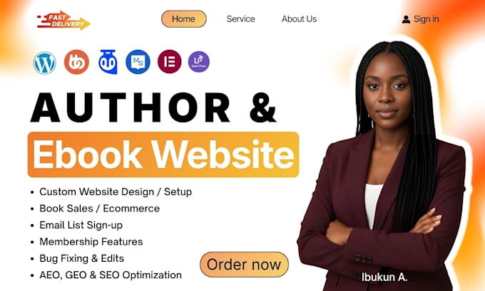 design author website, book author website, ebook website, author landing page