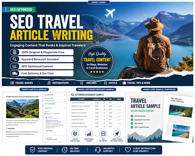 write SEO travel blog posts for USA, UK and canada websites