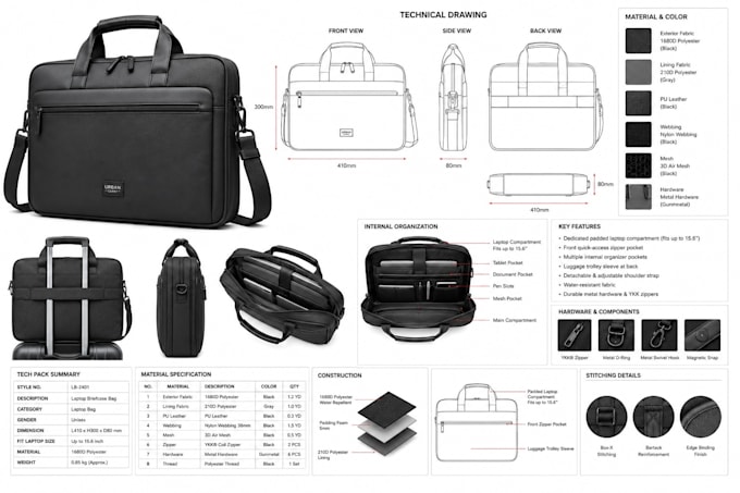 create cad sewing patterns for mass production of bags, backpacks and handbags