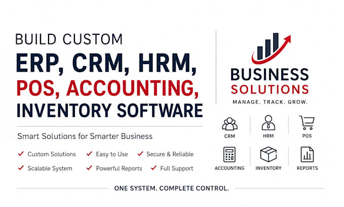 build erp, crm, hrm, pos, accounting, inventory software