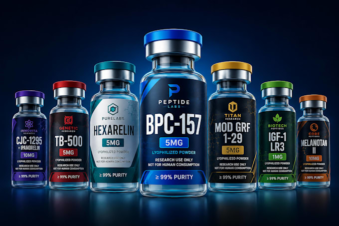 design peptide vial label, sarms bottle label and supplement packaging design