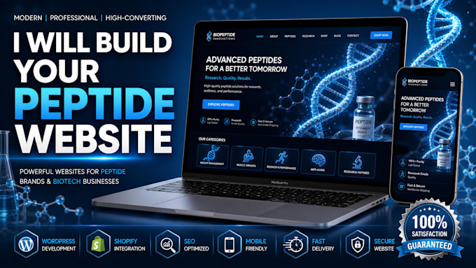 design a professional peptide, biotech, and research website