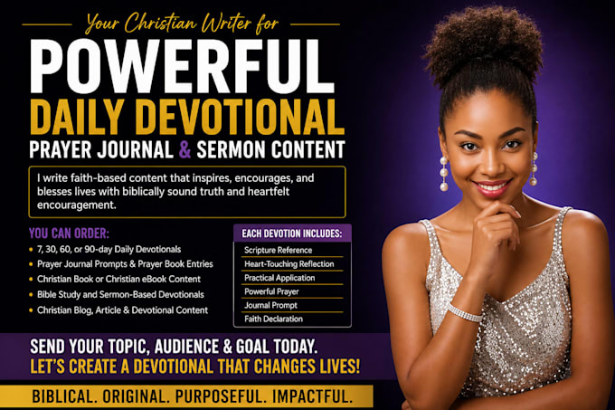 write powerful  daily devotionals and prayer journal content