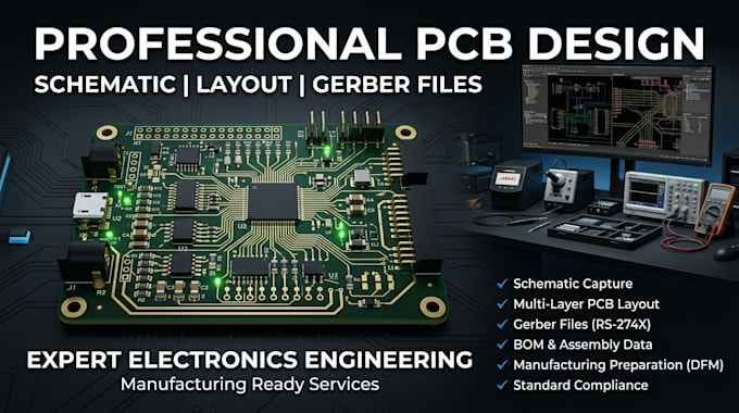 design professional pcb layout, schematic and gerber files